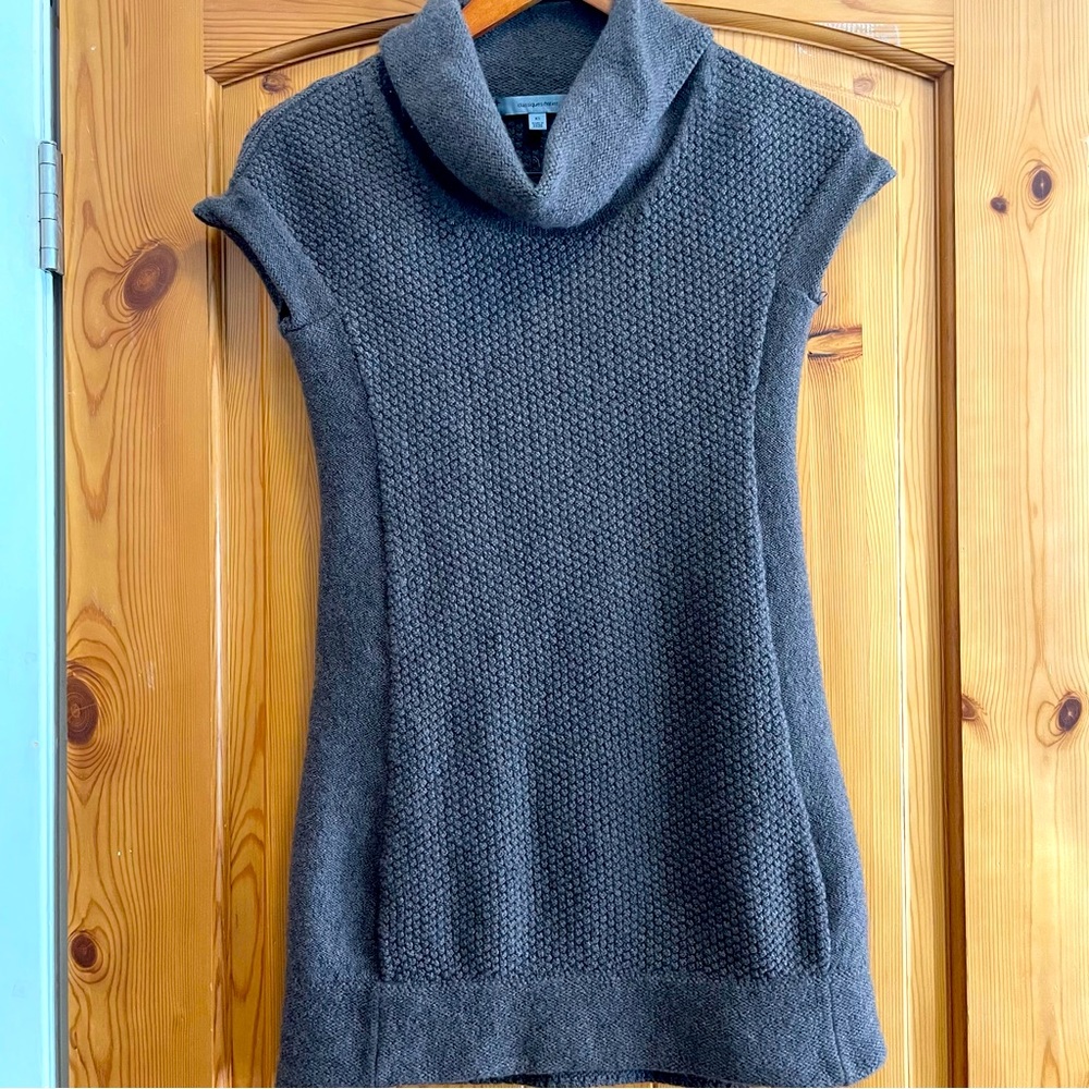 100% Merino Wool Cowl Neck Tunic XS Brown